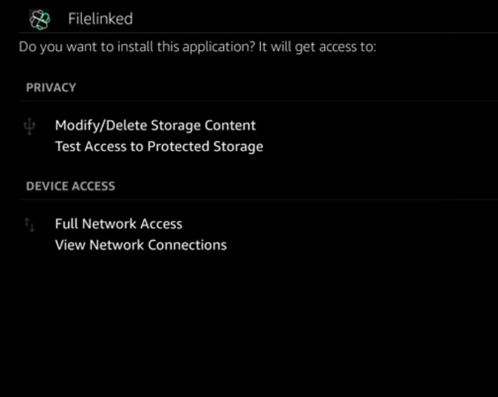permission required to install filelinked on firestick