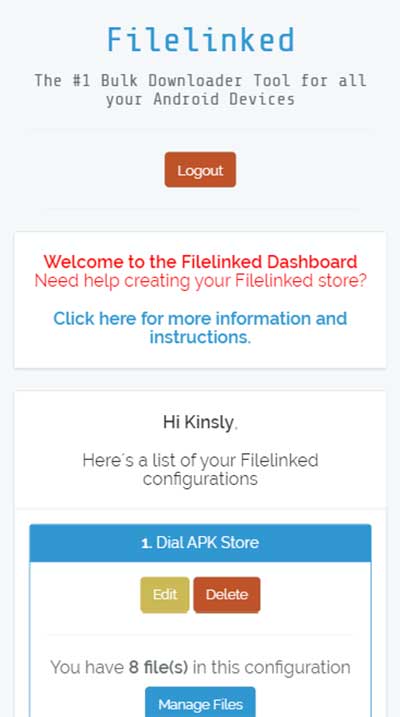 filelinked dashboard