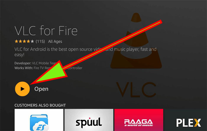 Open VLC media Player fire tv stick