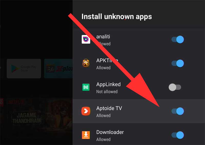 Aptoide TV install Unknown apps